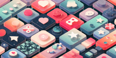 Playful map-style image with glowing paths and adventure icons, soft gradients of orange, aqua, and violet, no text —ar 4:3