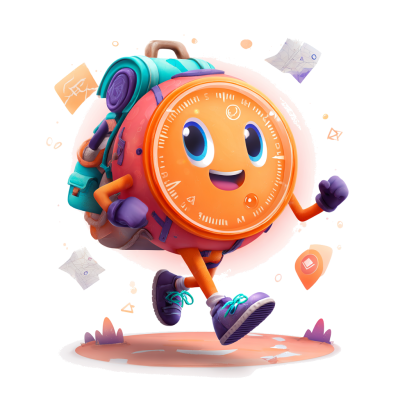 Friendly compass mascot with colorful gradient glow, digital playful style —ar 16:9